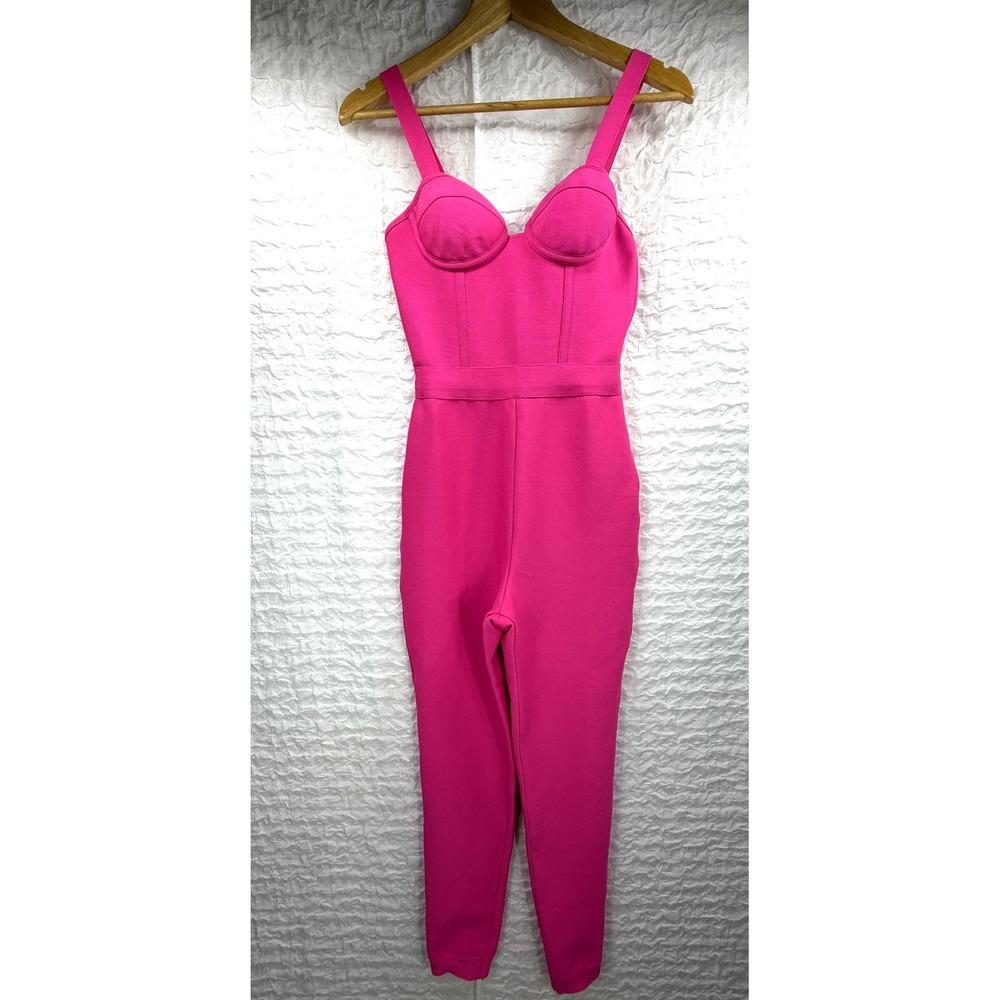 Posh by V Hot Pink Bandage Bustier Jumpsuit B837J Small